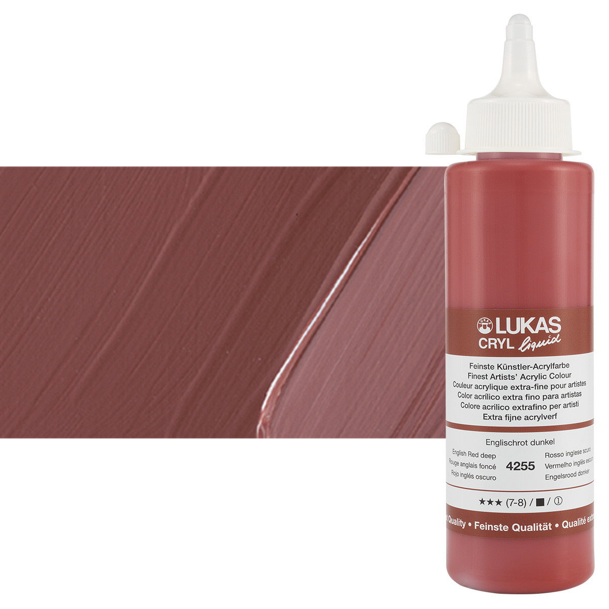 Lukas Cryl Liquid Acrylic Paint English Red Deep 250ml Bottle - (58804)