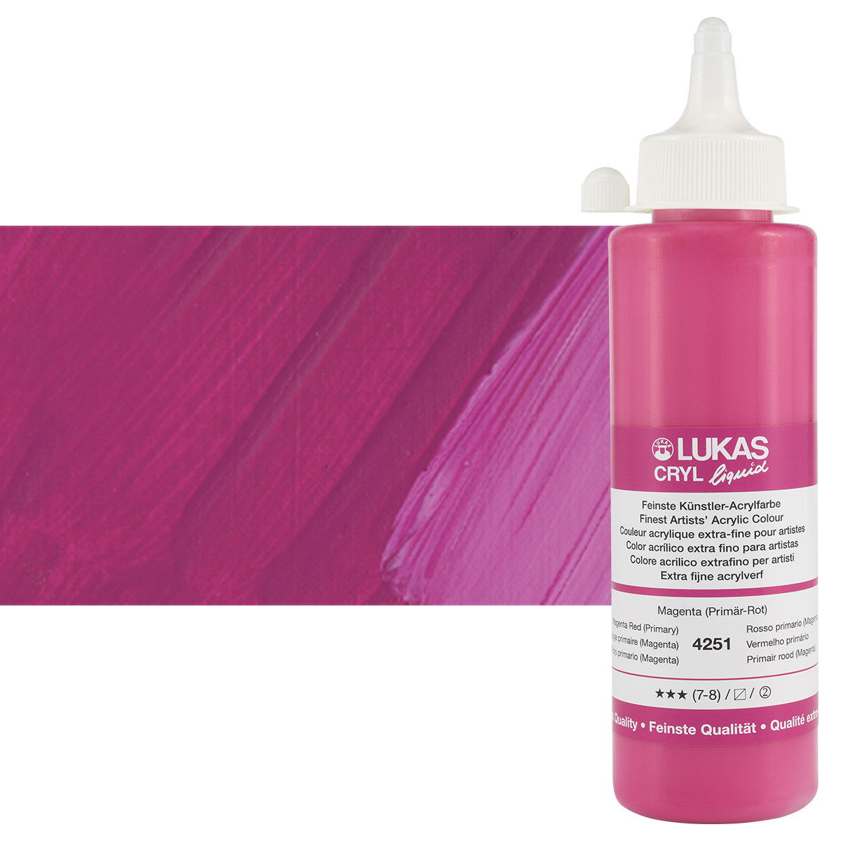 Lukas Cryl Liquid Acrylic Paint Magenta Red Primary 250ml Bottle - (58803)