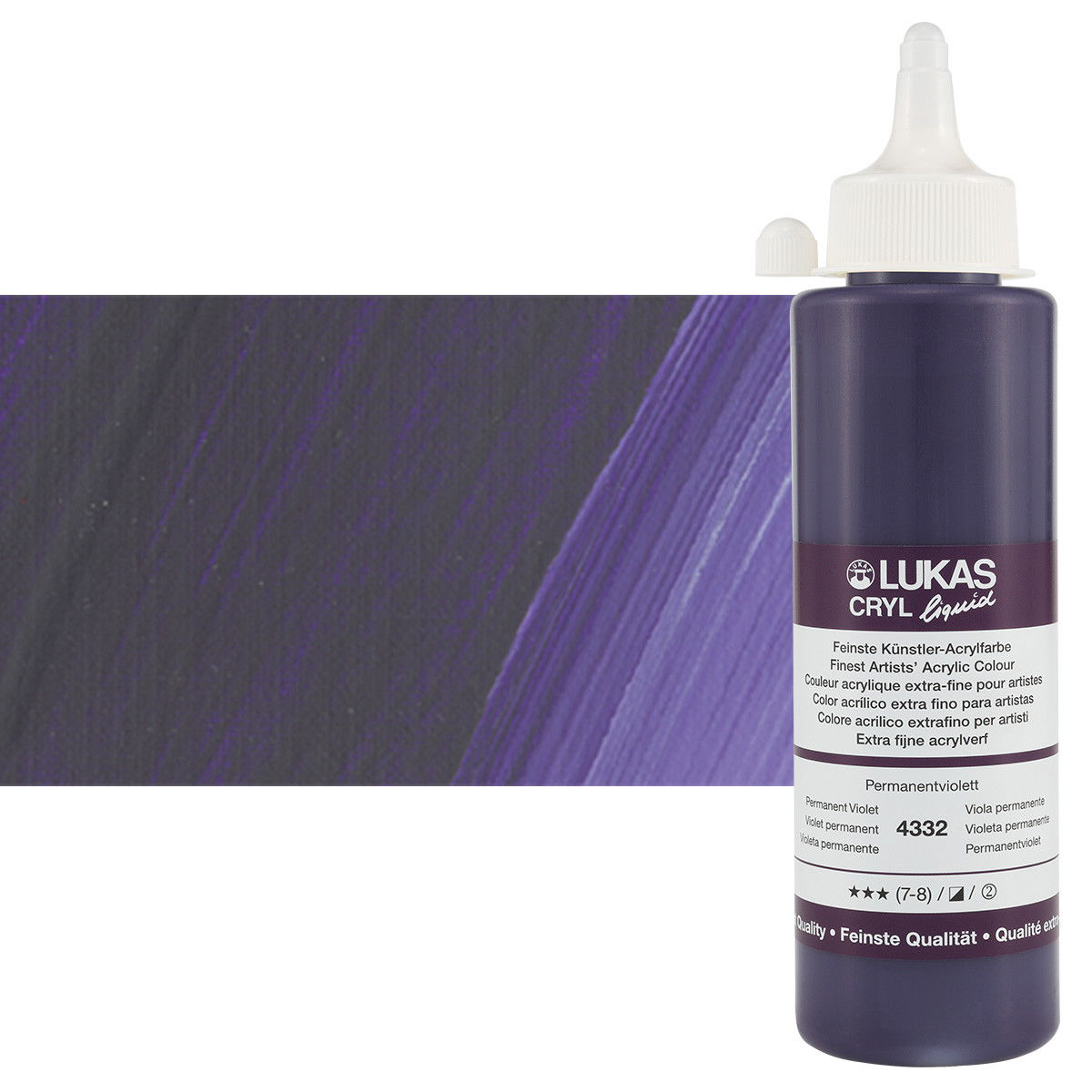 Lukas Cryl Liquid Acrylic Paint Permanent Violet 250ml Bottle - (58820)