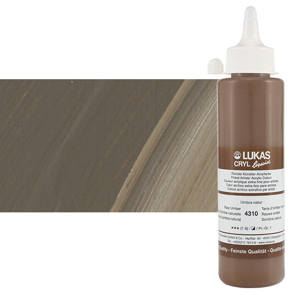Lukas Cryl Liquid Acrylic Paint Raw Umber 250ml Bottle - (58813)