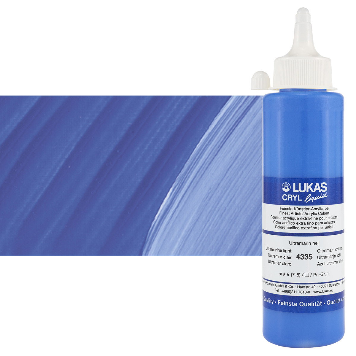 Lukas Cryl Liquid Acrylic Paint Ultramarine Light 250ml Bottle - (58822)
