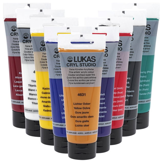 Lukas Cryl Studio Acrylic Mixing Set of (9) 100mL Tubes Lukas Cryl Studio Acrylic Mixing Set of (9) 100mL Tubes