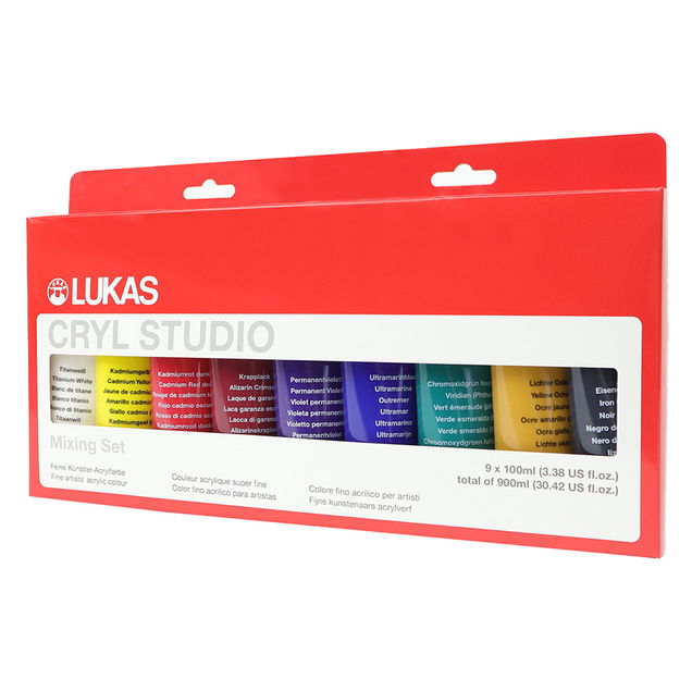 Lukas Cryl Studio Acrylic Mixing Set of (9) 100mL Tubes Lukas Cryl Studio Acrylic Mixing Set of (9) 100mL Tubes