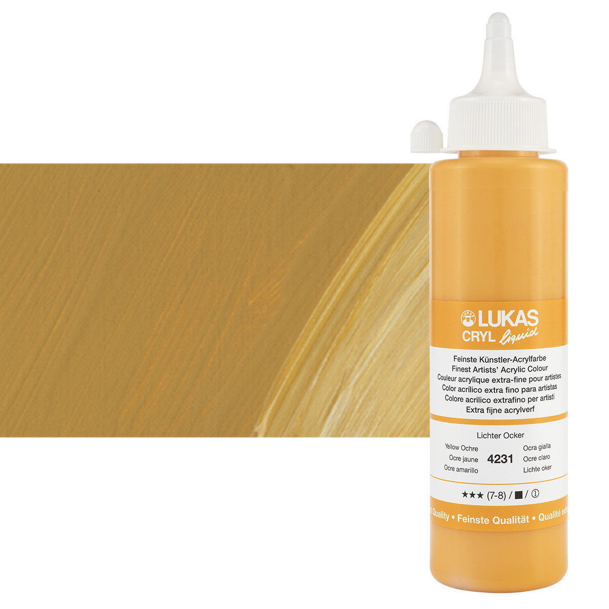 Lukas Cryl Liquid Acrylic Paint Yellow Ochre Light 250ml Bottle - (58798)