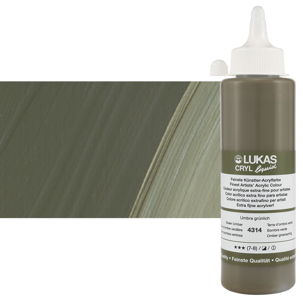 Lukas Cryl Liquid Acrylic Paint Umber Greenish 250ml Bottle - (58816)