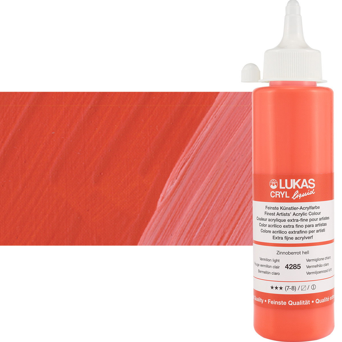 Lukas Cryl Liquid Acrylic Paint Vermilion Light 250ml Bottle - (58810)