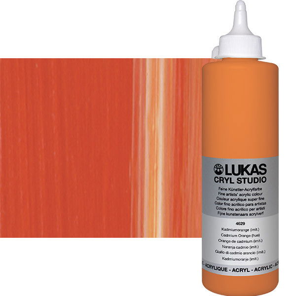 Lukas Cryl Studio Acrylic Paint Cadmium Orange Hue 500ml Bottle - (58232)