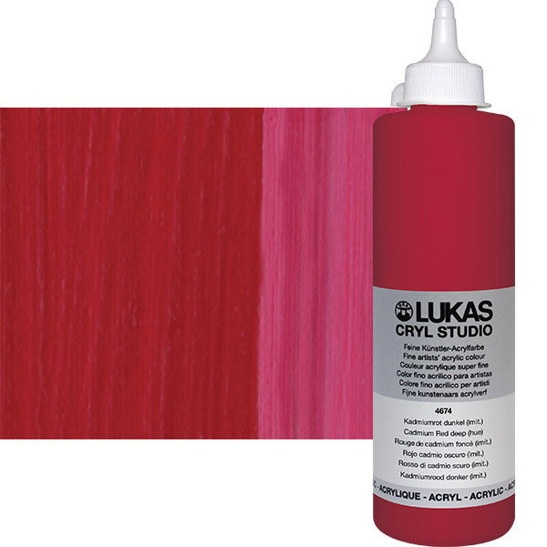 Lukas Cryl Studio Acrylic Paint Cadmium Red Deep Hue 500ml Bottle - (58237)