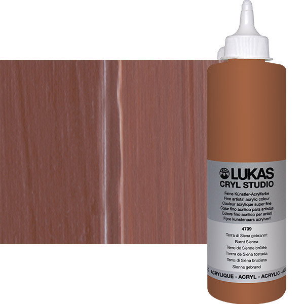 Lukas Cryl Studio Acrylic Paint Burnt Sienna 500ml Bottle - (58238)