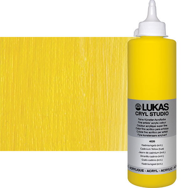 Lukas Cryl Studio Acrylic Paint Cadmium Yellow Hue 500ml Bottle - (58230)