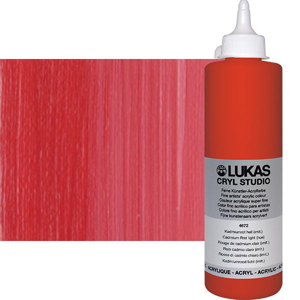 Lukas Cryl Studio Acrylic Paint Cadmium Red Light Hue 500ml Bottle - (58236)