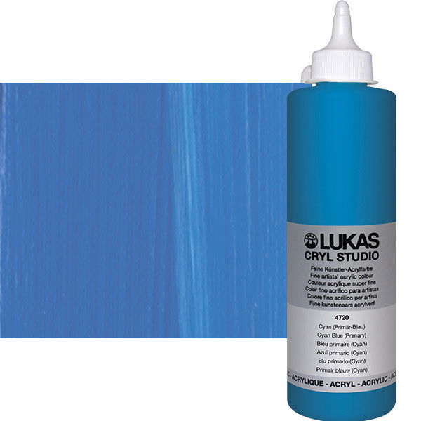 Lukas Cryl Studio Acrylic Paint Cyan Blue 500ml Bottle - (58240)