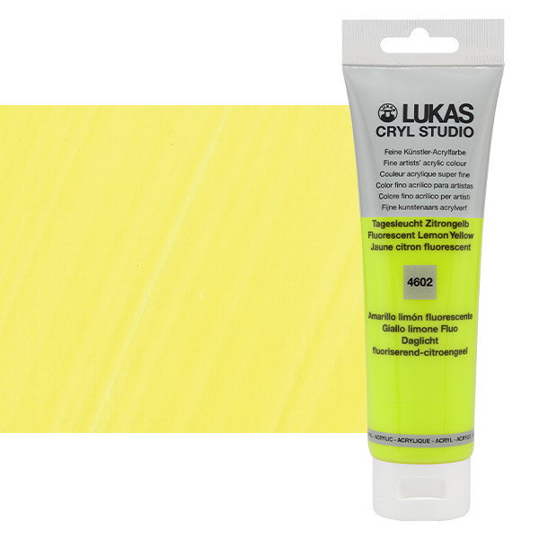 Lukas Cryl Studio Acrylic Paint Fluorescent Lemon Yellow 125ml Tube - (200018373)