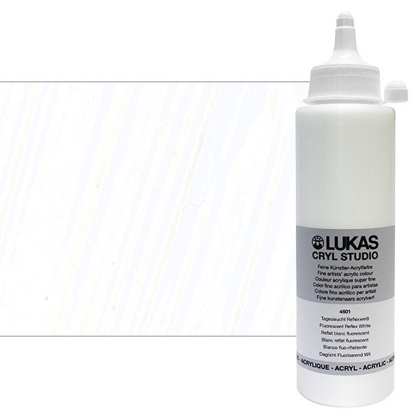 Lukas Cryl Studio Acrylic Paint Fluorescent Reflex White 250ml Bottle - (73843)