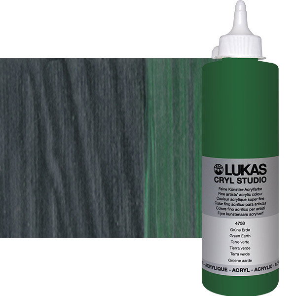 Lukas Cryl Studio Acrylic Paint Green Earth 500ml Bottle - (73860)
