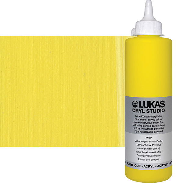 Lukas Cryl Studio Acrylic Paint Lemon Yellow 500ml Bottle - (58228)