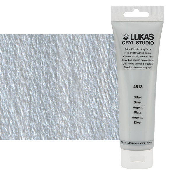 Lukas Cryl Studio Acrylic Paint Metallic Silver 125ml Tube - (200018367)