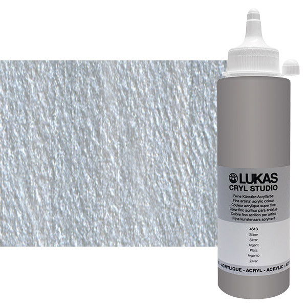 Lukas Cryl Studio Acrylic Paint Silver Metallic 250ml Bottle - (73853)