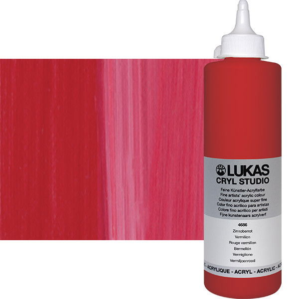 Lukas Cryl Studio Acrylic Paint Vermillion 500ml Bottle - (73870)