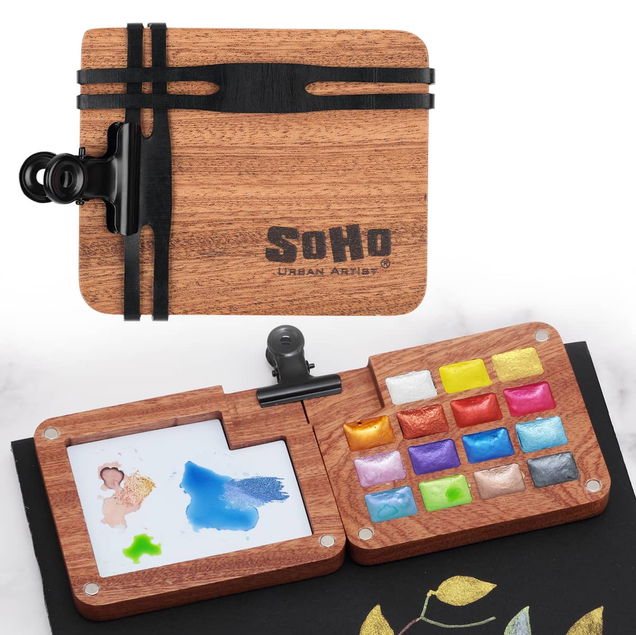 SoHo Watercolor Mini Wooden Travel Pan Set of 15 Metallic Colors SoHo Watercolor Mini Wooden Travel Pan Set of 15 Metallic Colors