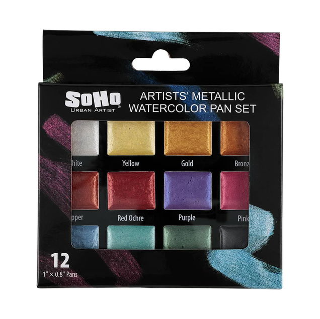 SoHo Watercolor Whole Pan Set of 12 Metallic Colors SoHo Watercolor Whole Pan Set of 12 Metallic Colors
