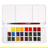 Lukas Studio Watercolor Set of 24 Half Pans with Accessories