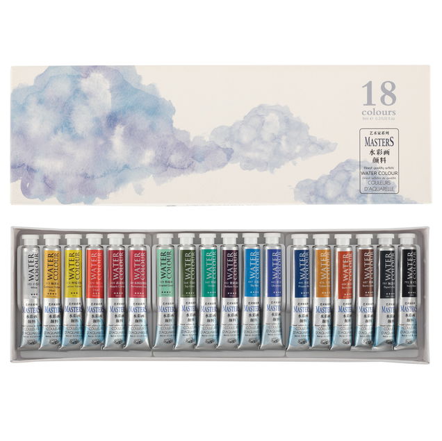 Maries Master Quality Watercolor 9ml Set of 18 - (200036386) Maries Master Quality Watercolor 9ml Set of 18 - (200036386)