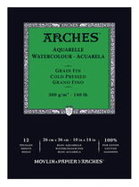 Arches Watercolor Paper 140 lb. Natural White Cold Press 10x14in Pad