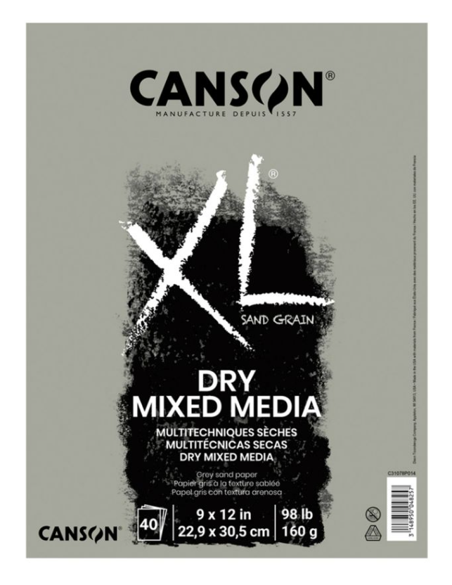 Canson XL Sand Grain 160 gsm Gray 9X12 Fold-Over Pad