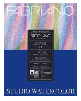 Fabriano Studio Watercolor 11x14 140 Cold Press Pad (12 Sheets)