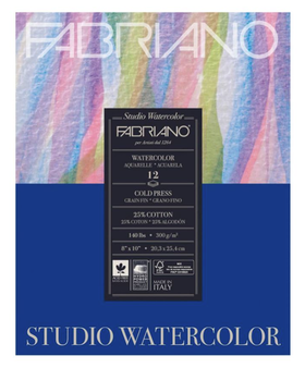 Fabriano Studio Watercolor 8x10 140 Cold Press Pad (12 Sheets)