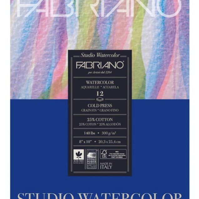 Fabriano Studio Watercolor 8x10 140 Cold Press Pad (12 Sheets) Fabriano Studio Watercolor 8x10 140 Cold Press Pad (12 Sheets)