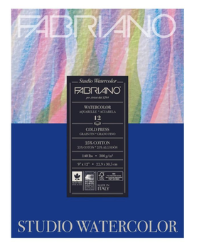 Fabriano Studio Watercolor 9x12 140 Cold Press Pad (12 Sheets)