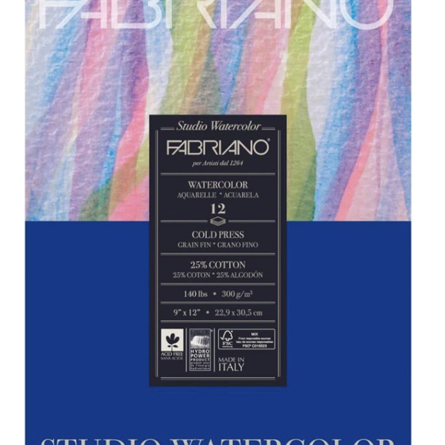 Fabriano Studio Watercolor 9"x12" 140 Cold Press Pad (12 Sheets) Fabriano Studio Watercolor 9"x12" 140 Cold Press Pad (12 Sheets)