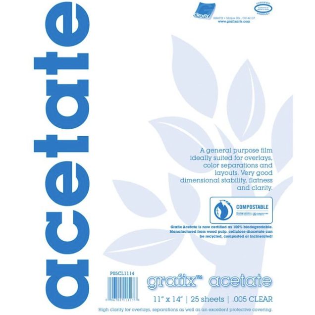 Grafix Biodegradable Clear Acetate .005 11x14 Pad (25 Sheets) Grafix Biodegradable Clear Acetate .005 11x14 Pad (25 Sheets)
