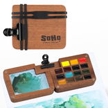 SoHo E-Z Lift Artist Watercolors Mini Wooden Travel Pan Set of 15