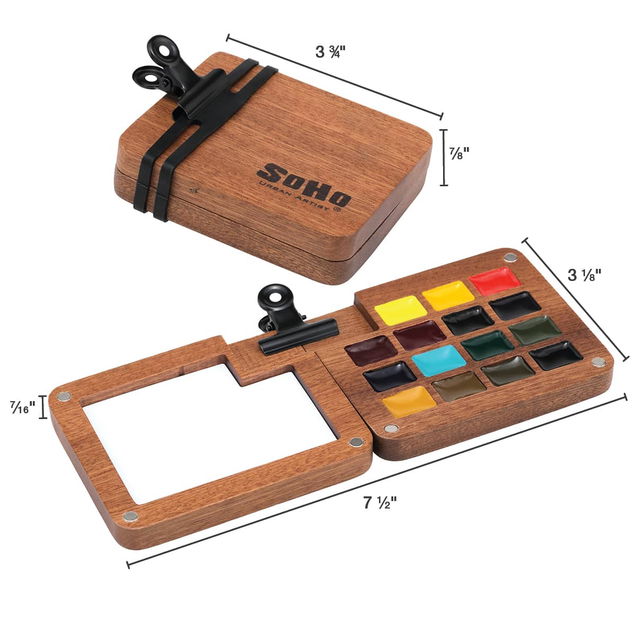 SoHo E-Z Lift Artist Watercolors Mini Wooden Travel Pan Set of 15 SoHo E-Z Lift Artist Watercolors Mini Wooden Travel Pan Set of 15