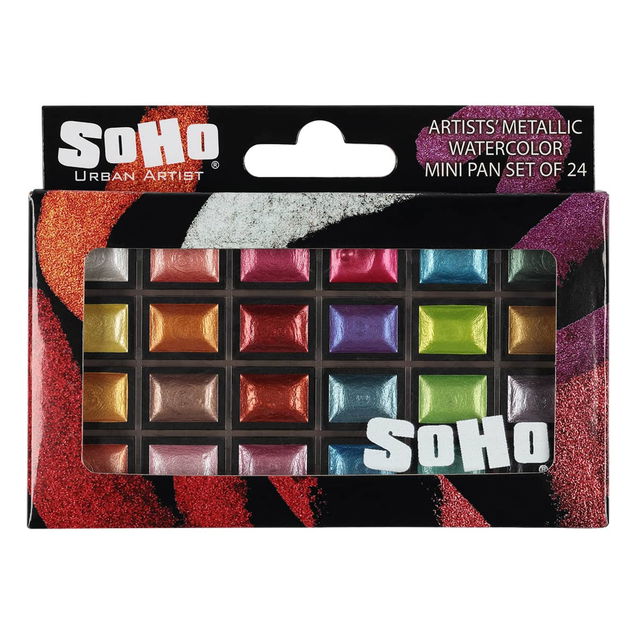 SoHo Semi-Moist Watercolor Half Pan Metallic Set of 24 SoHo Semi-Moist Watercolor Half Pan Metallic Set of 24