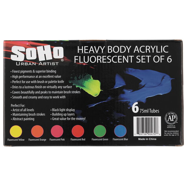 SoHo Urban Acrylic 75mL Fluorescent Set of (6) SoHo Urban Acrylic 75mL Fluorescent Set of (6)