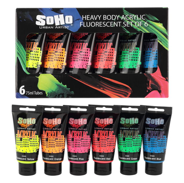 SoHo Urban Acrylic 75mL Fluorescent Set of (6) SoHo Urban Acrylic 75mL Fluorescent Set of (6)