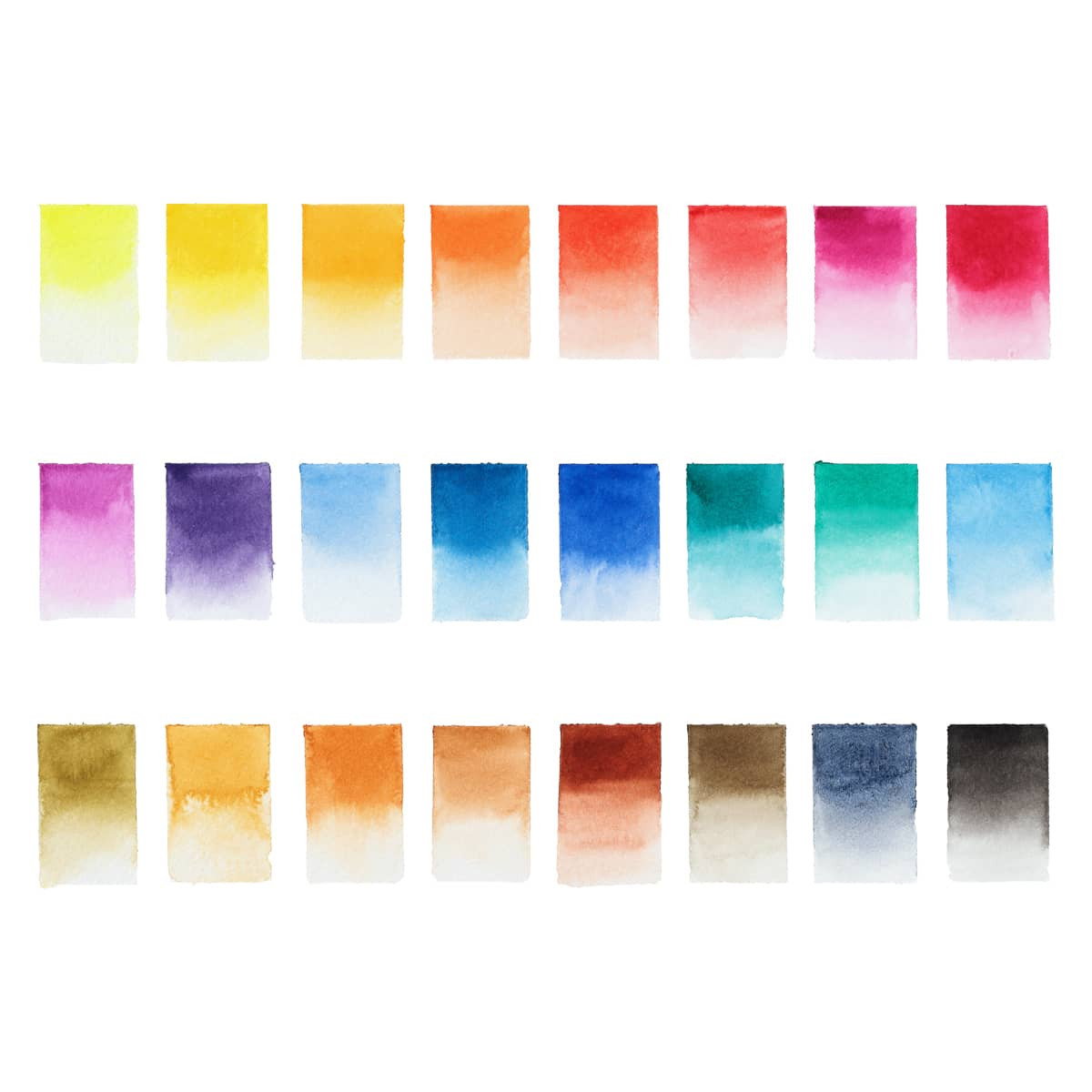 SoHo Semi-Moist Watercolor Half Pan 24 Set with Brush and Sponge - (92065)