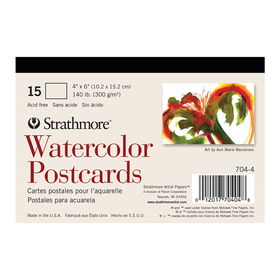 Strathmore 140lb. Cold Pressed 15-Sheet Watercolor Postcard Pad - 4" x 6"