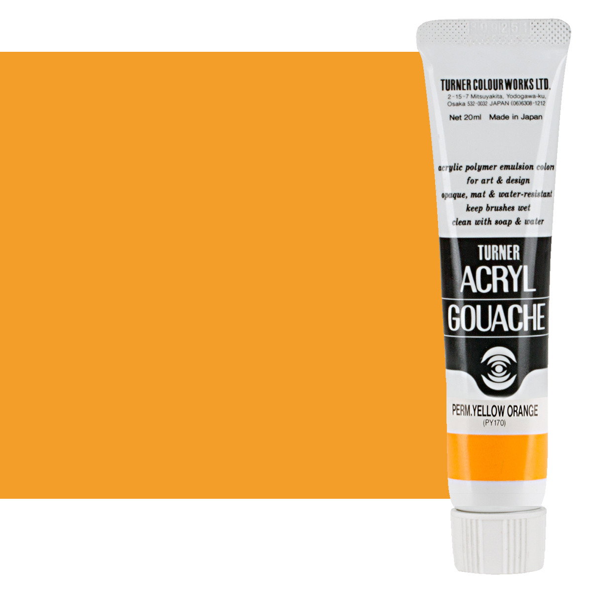 Turner Acryl Gouache Permanent Yellow Orange 20ml Tube - (73650)