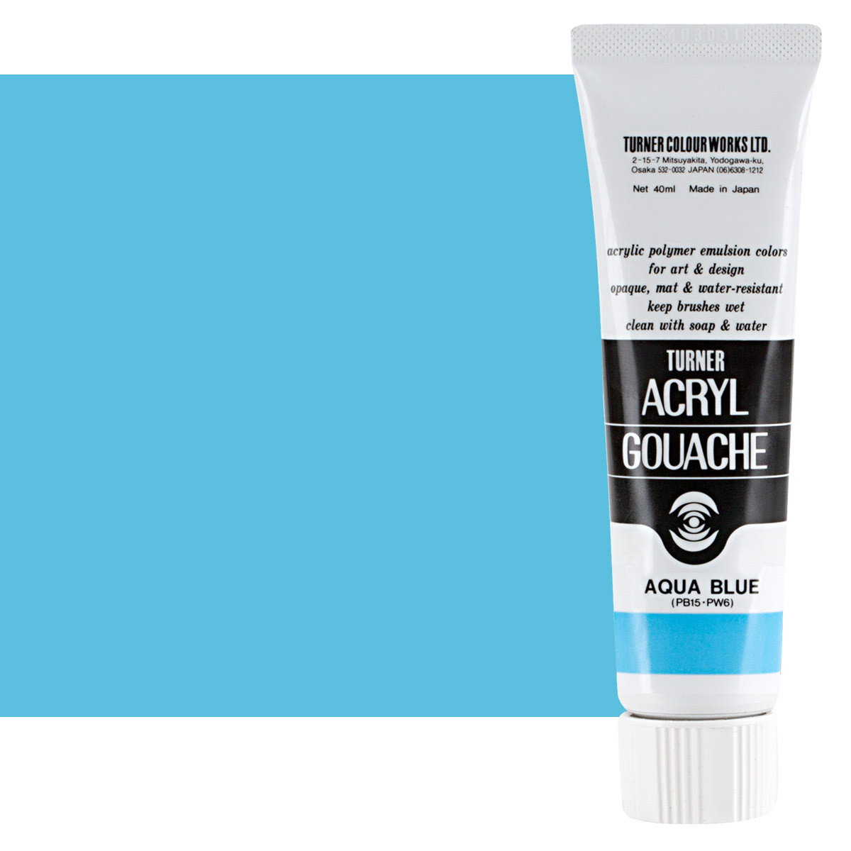 Turner Colour Acryl Gouache Aqua Blue 40ml Tube - (200015748)