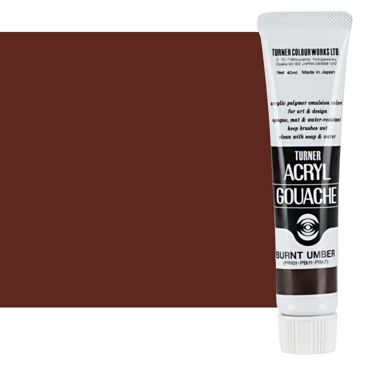 Turner Colour Acryl Gouache Burnt Umber 40ml Tube - (200015755)