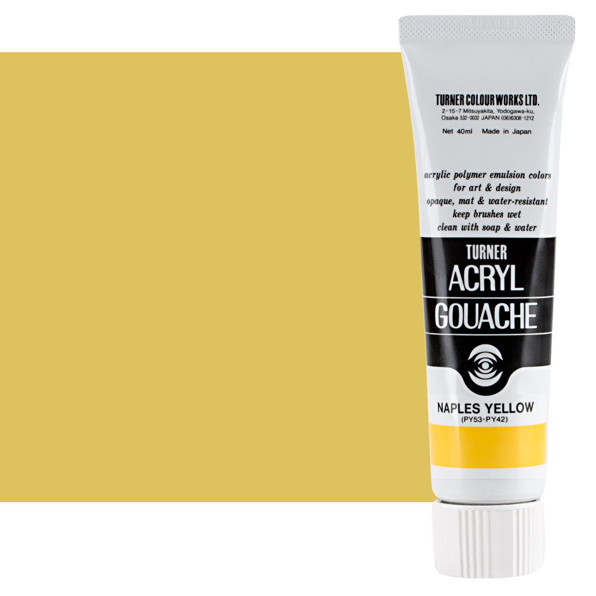 Turner Colour Acryl Gouache Naples Yellow 40ml Tube - (200015846)