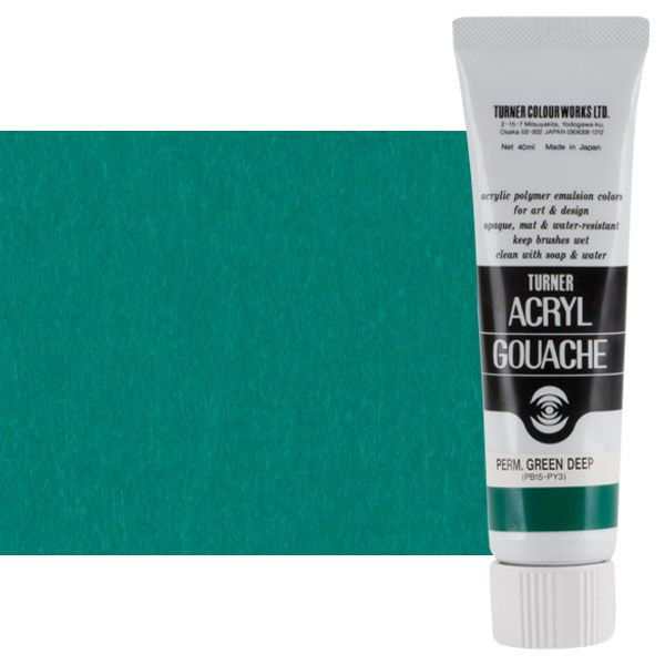 Turner Colour Acryl Gouache Permanent Green Deep 40ml Tube - (200015869)