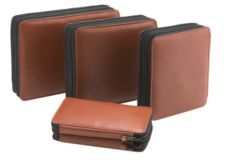 Creative Mark Cognac Leather Pencil Case Holds 48