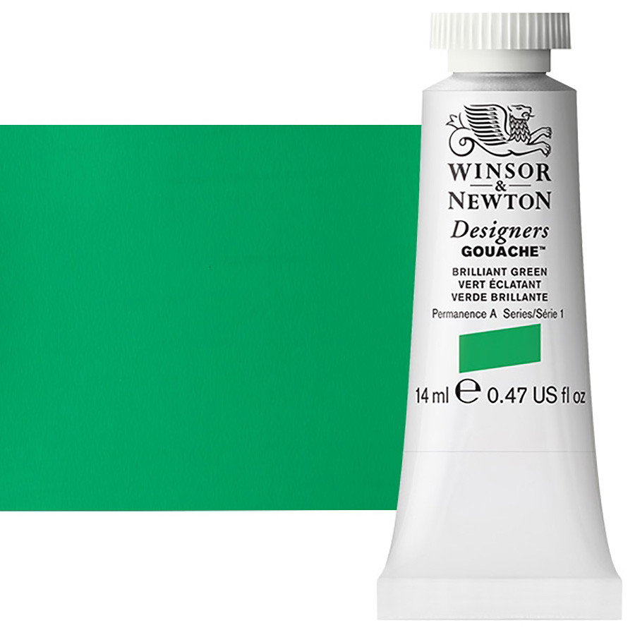 Winsor & Newton Designer Gouache Brilliant Green 14mL Tube - (1602)