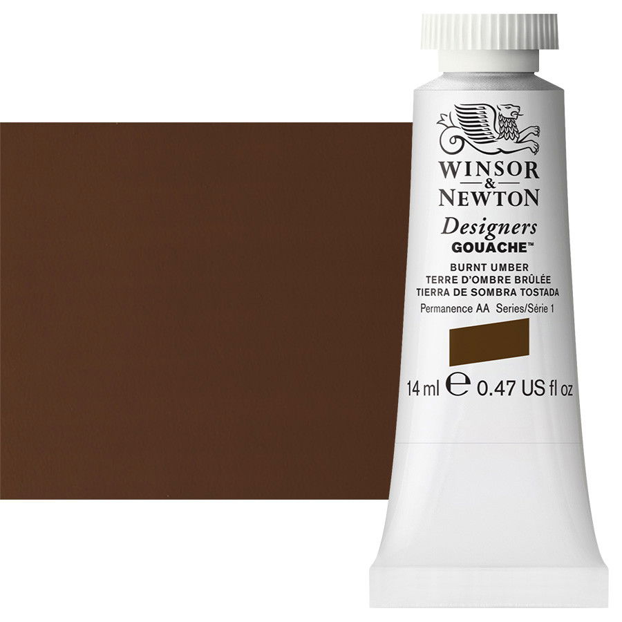 Winsor & Newton Designer Gouache Burnt Umber 14mL Tube - (1608)